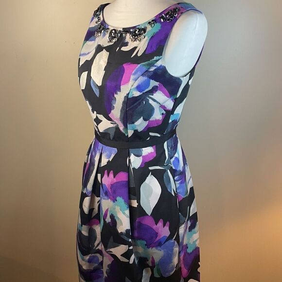 Eliza J Multicolored A-Line Dress with Sequined Neckline (Size: 4) - Picture 6 of 16
